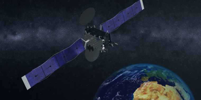 Satellite orbiting over the earth