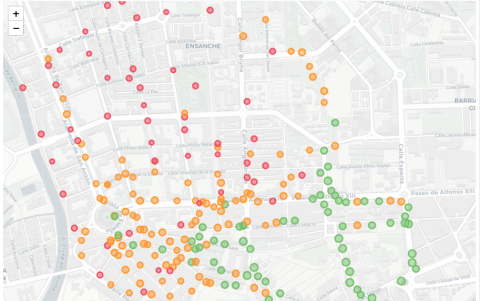 Data on the quality (coverage) of the wireless network used (LoRa), georeferenced with EGNOS.