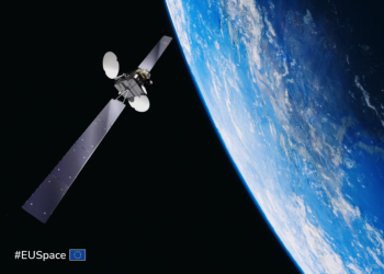 Satellite orbiting over the earth