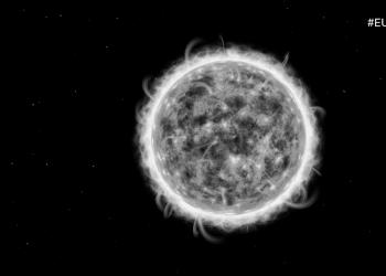 Satelital image of the sun emanating solar flares