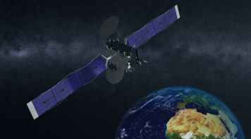 Satellite orbiting over the earth