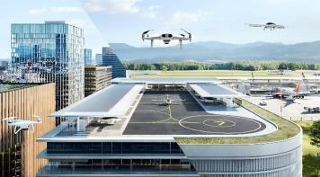 Image of a drone flying over a roof